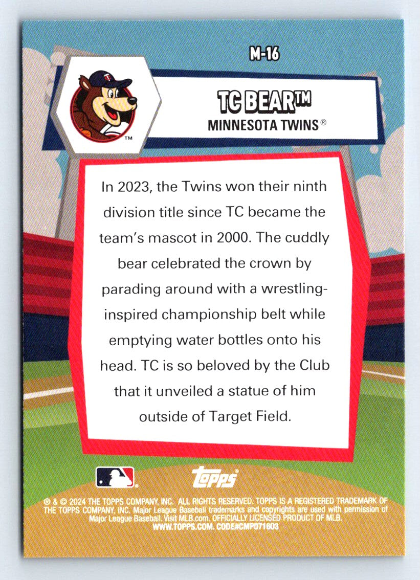 TC Bear Mascots 2024 Topps Big League Baseball Card # M-16