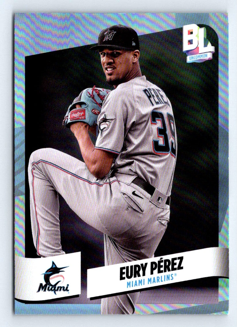 Eury Perez Rainbow Foil 2024 Topps Big League Baseball Card # 213