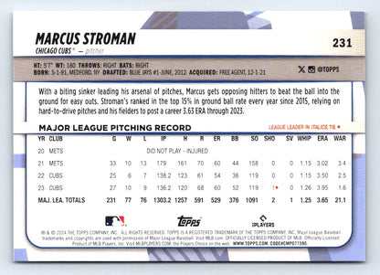 Marcus Stroman Rainbow Foil 2024 Topps Big League Baseball Card # 231