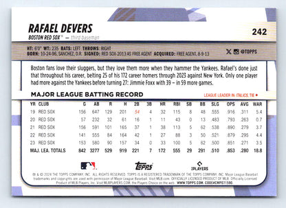 Rafael Devers Rainbow Foil 2024 Topps Big League Baseball Card # 242