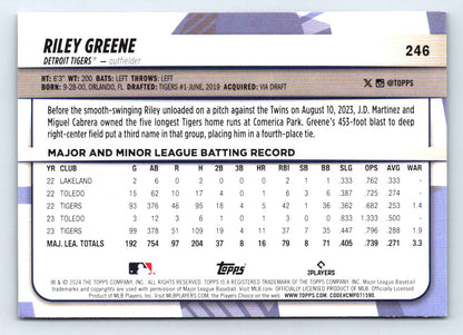 Riley Greene Rainbow Foil 2024 Topps Big League Baseball Card # 246