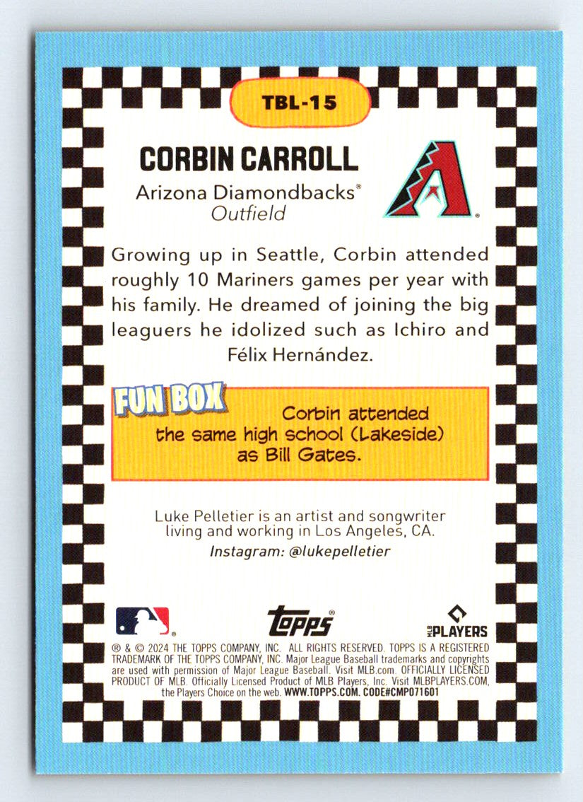 Corbin Carroll Thrownback Checkerboard 2024 Topps Big League Baseball Card # TBL-15