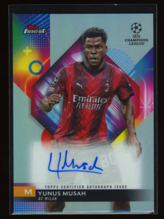 Yunus Musah 2024 Topps Finest UEFA Autograph Card # A-YM