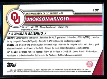 Jackson Arnold X-Fractor 2023 Bowman U Chrome Rookie Card # 102