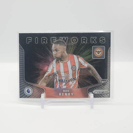 Rico Henry Rookie Card Fireworks 2021 Panini Prizm Premier League Card No. 16