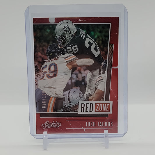 Josh Jacobs Red Zone Red Spectra /100 2020 Panini Absolute Football Card No. RZ-JJ