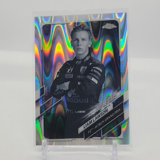 Liam Lawson Black and White Raywave Refractor 2021 Topps Chrome Formula 1 Card #68