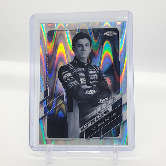 Matteo Nannini Black and White Raywave Refractor 2021 Topps Chrome Formula 1 Card #74