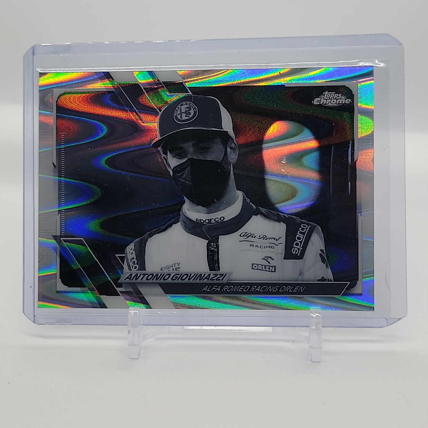 Antonio Giovinazzi Black and White Raywave Refractor 2021 Topps Chrome Formula 1 Card #53