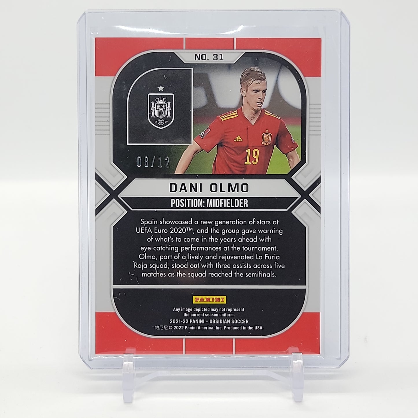 Dani Olmo Electric Neon Blue Flood /12 Base Obsidian Card No. 31