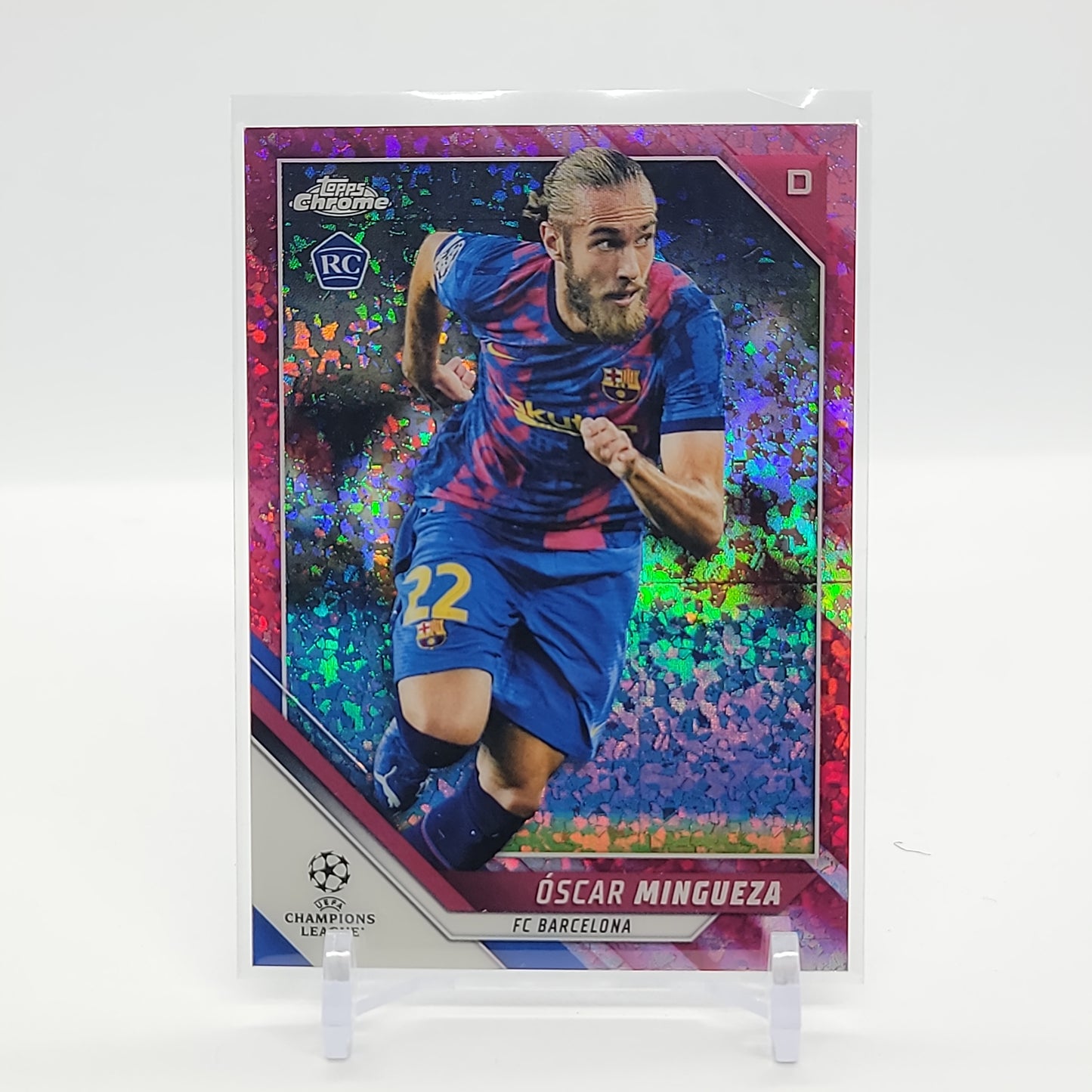 Oscar Mingueza RC Pink Diamond Refractor /250 2021 Topps Chrome UEFA Champions League Card No. 33