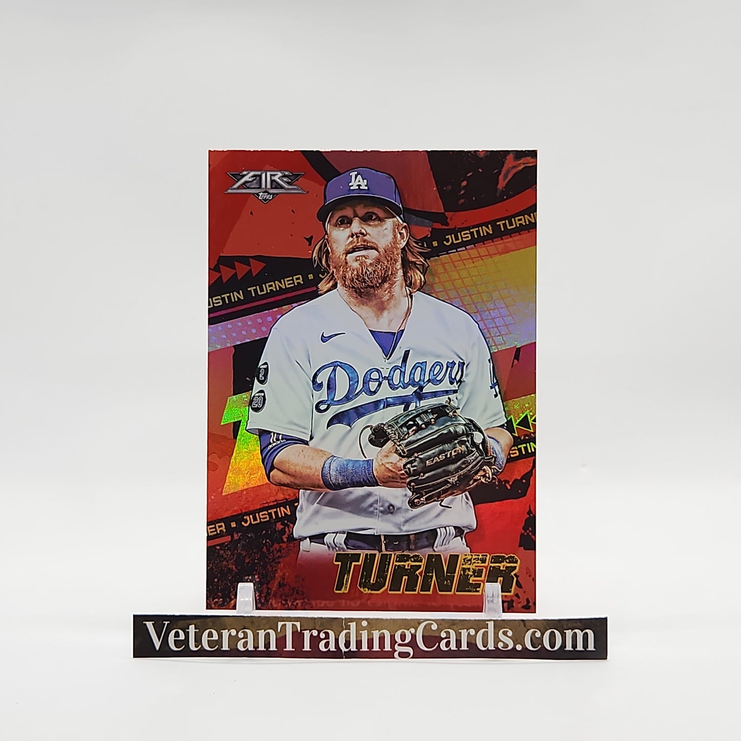 Justin Turner Red Flame Foil Base Card #182