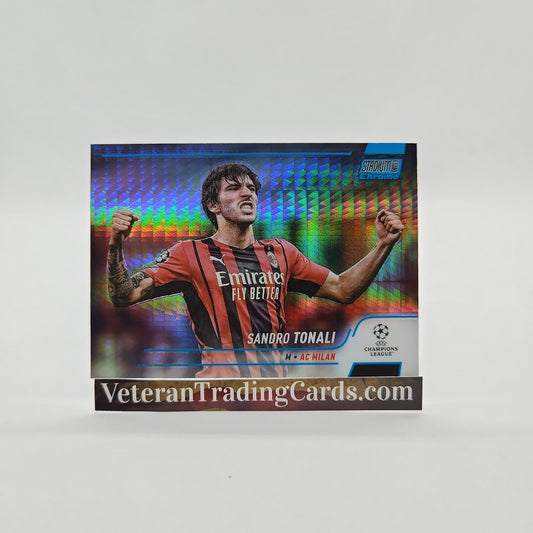 Sandro Tonali Blue Prism Refractor Stadium Club Chrome Card #55