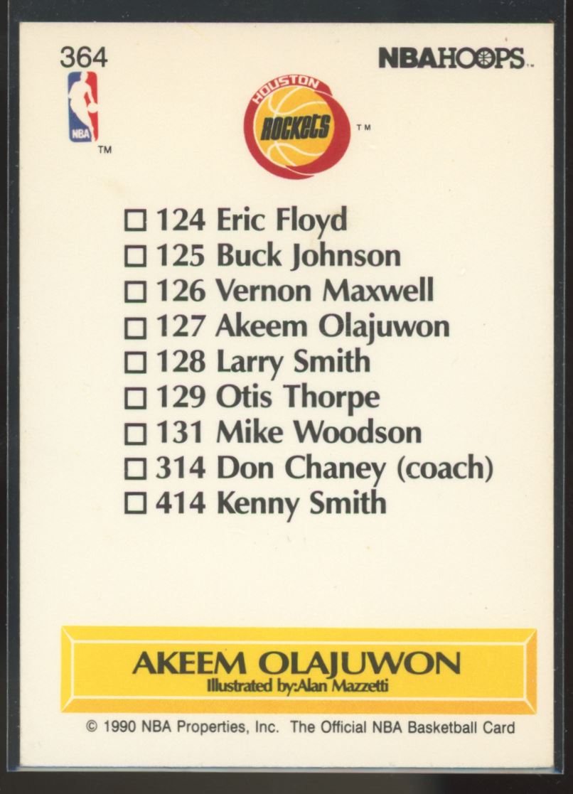 Akeem Olajuwon 1990 Hoops Card # 364