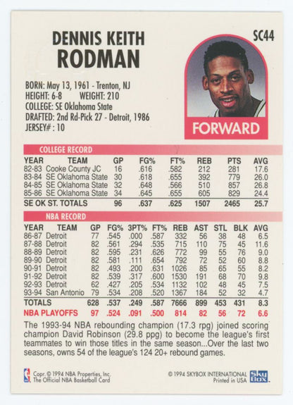 Dennis Rodman 1994 Hoops Supreme Court Card# SC44