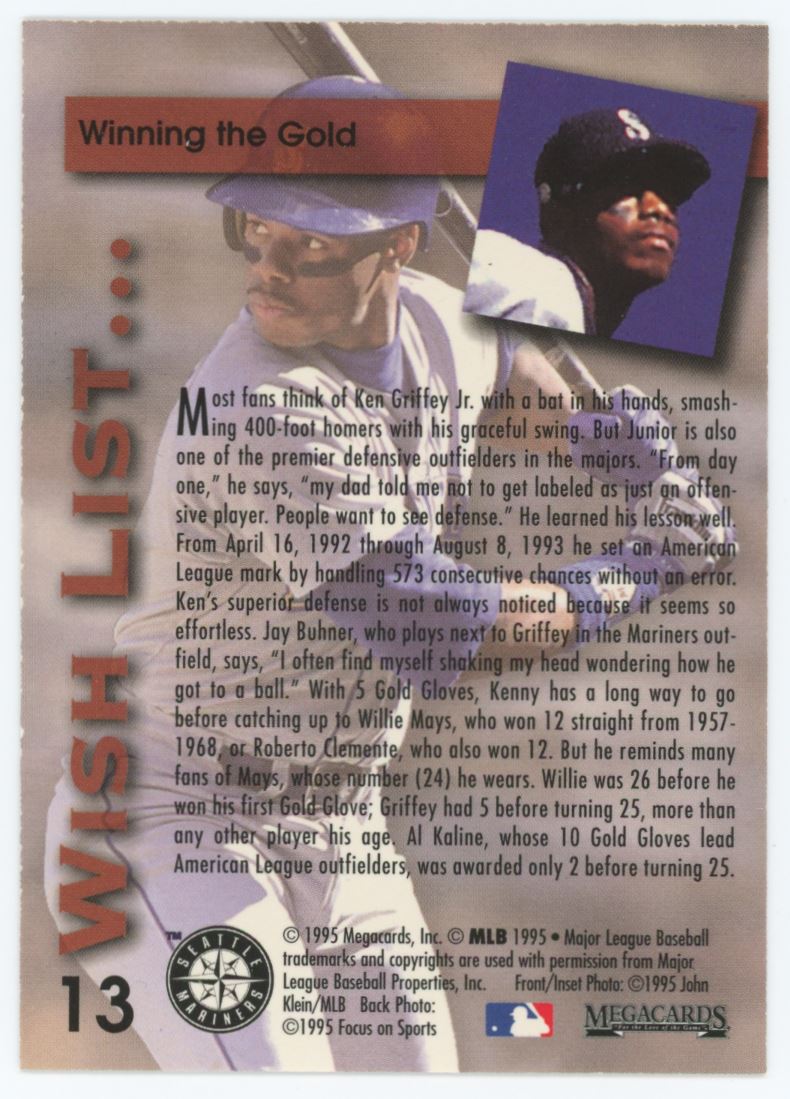 Ken Griffey Jr. 1995 Megacards Card# 13