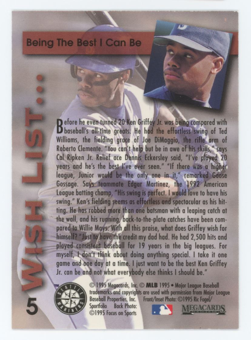 Ken Griffey Jr. 1995 Megacards Ken Griffey Jr. Wish List Team Card# 5
