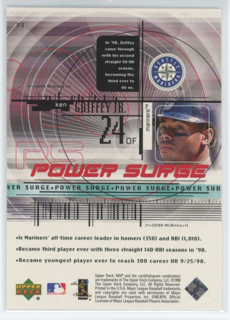 Ken Griffey Jr. 1999 Upper Deck Power Swing Card # P3