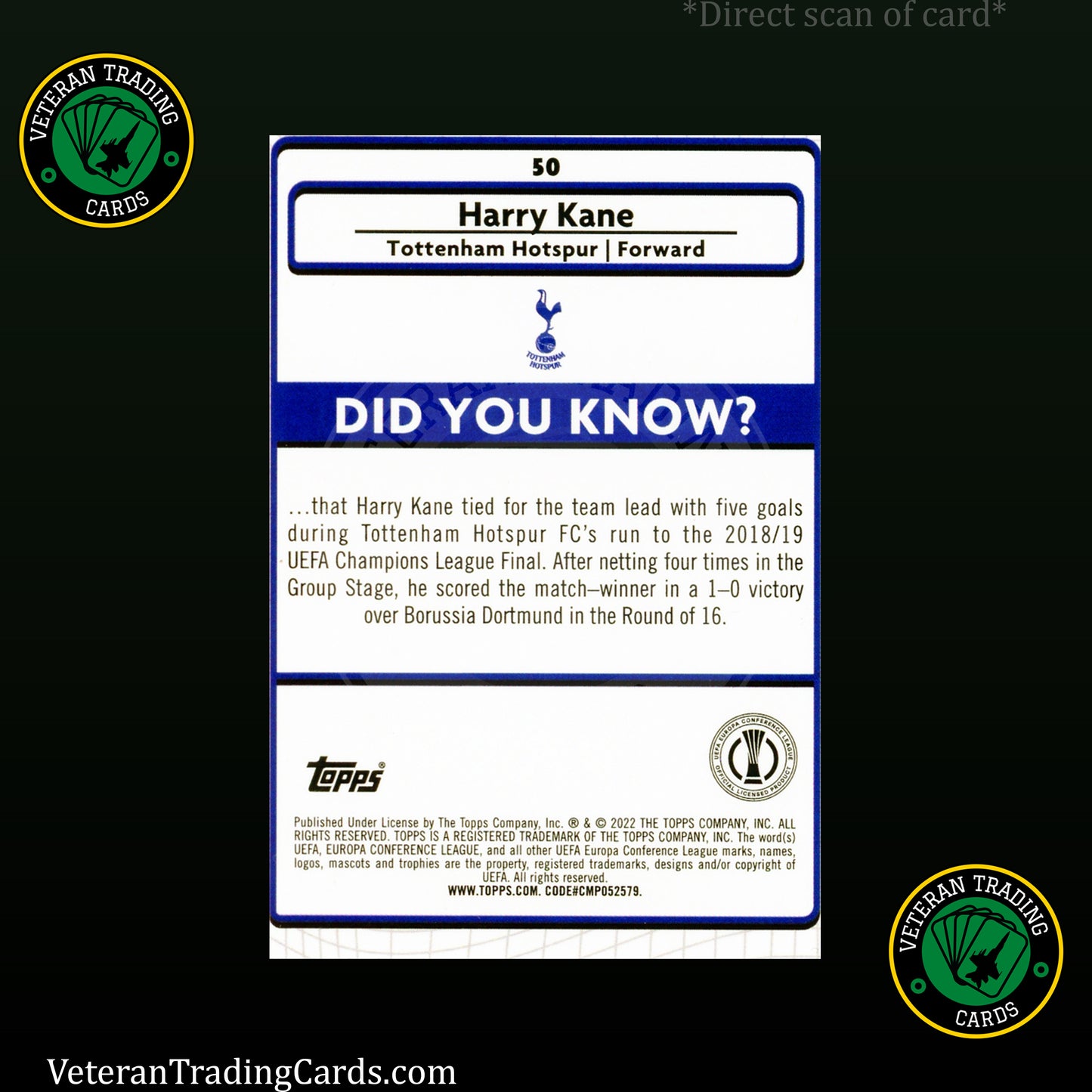 Harry Kane Merlin Chrome Base Card #50
