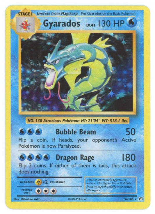 Gyarados XY - Evolutions Holo 2016 Pokemon Card# 34/108