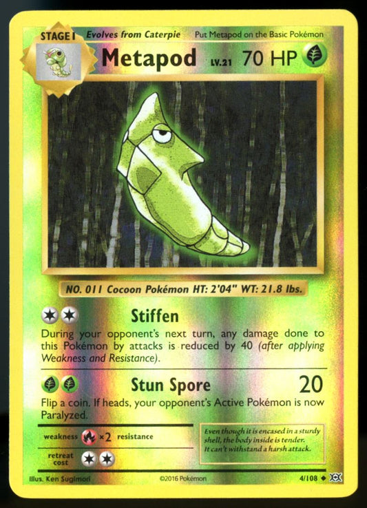 Metapod Uncommon Reverse Holo 2016 XY - Evolutions Card # 004/108