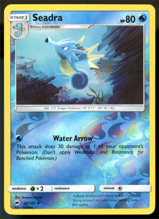 Seadra Uncommon Reverse Holo 2017 Sun & Moon - Burning Shadows Card # 030/147