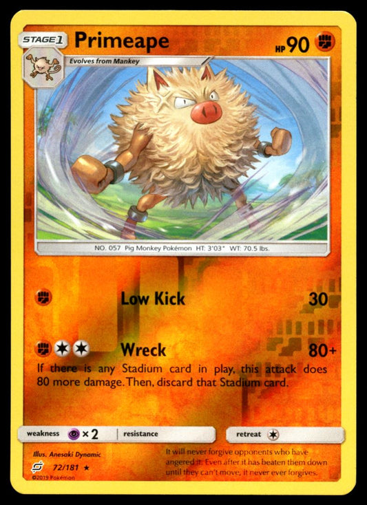 Primeape 2019 Sun & Moon - Team Up Card # 72