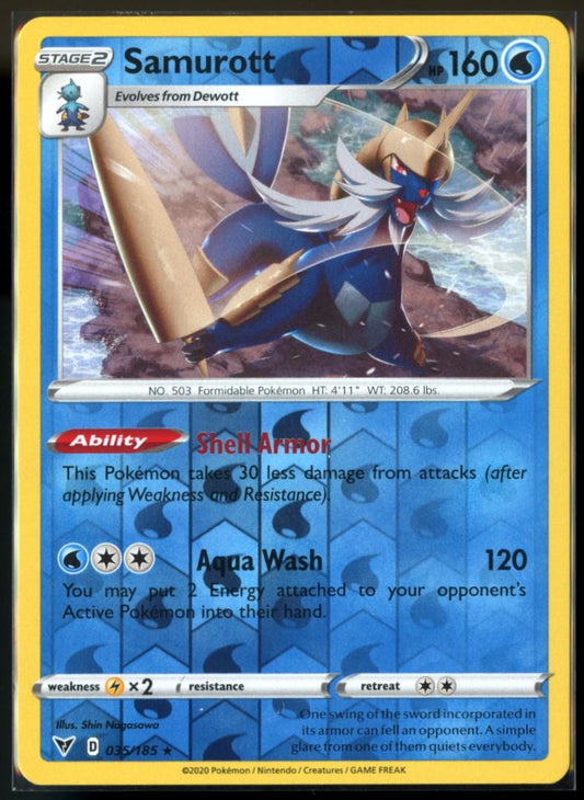 Samurott Rare Reverse Holo 2020 Sword & Shield - Vivid Voltage Card # 035/185