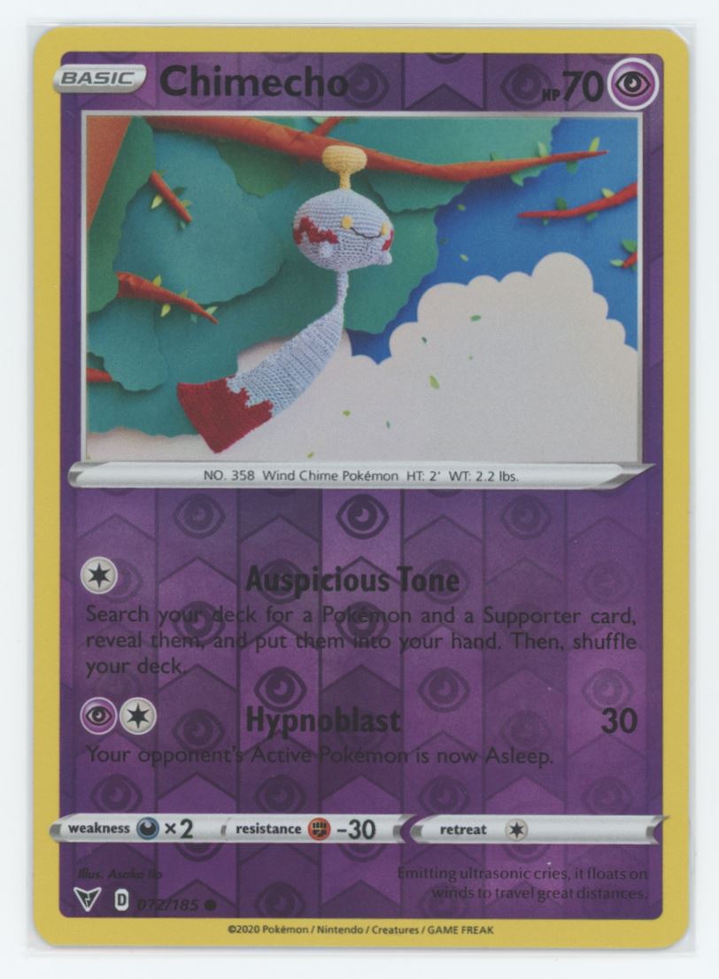 Chimecho Reverse Holo  2020 Sword & Shield - Vivid Voltage Card # 72
