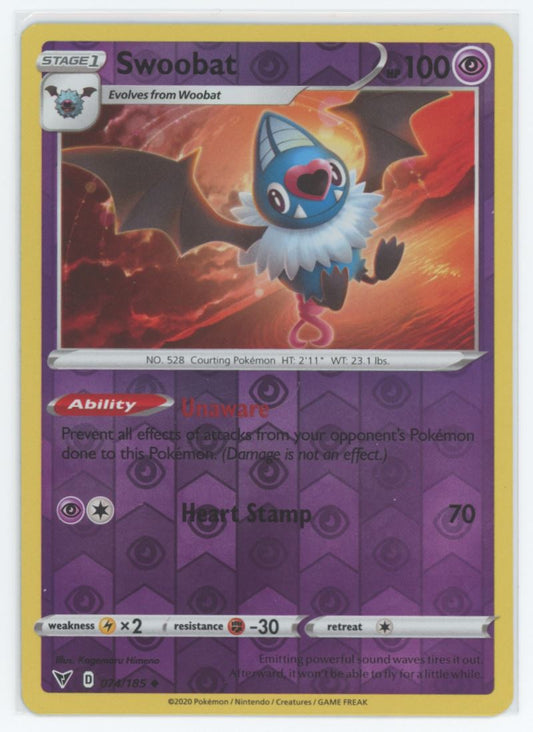 Swoobat Reverse Holo  2020 Sword & Shield - Vivid Voltage Card # 74