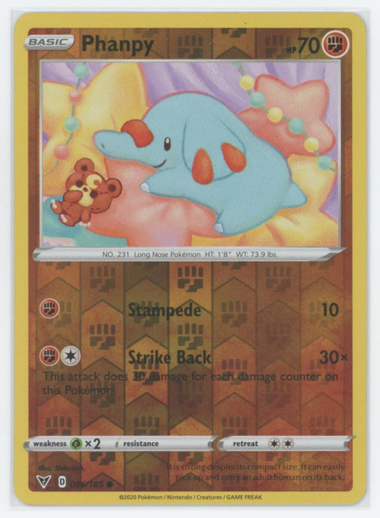 Phanpy Reverse Holo  2020 Sword & Shield - Vivid Voltage Card # 86
