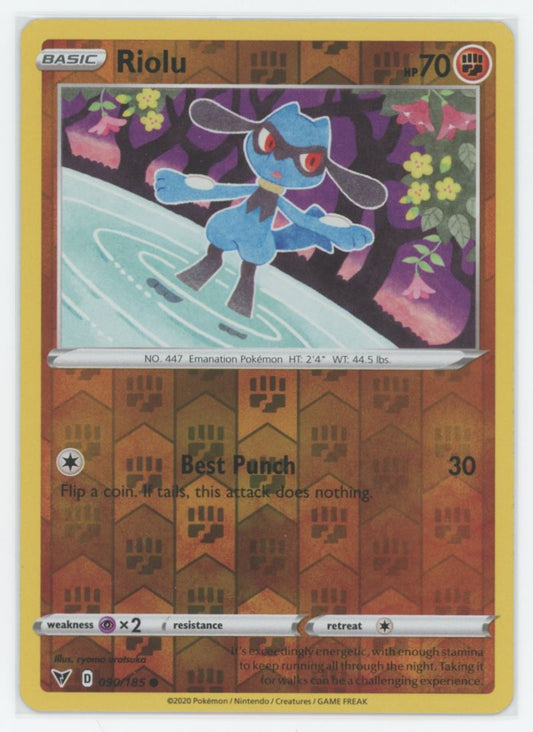 Riolu Reverse Holo  2020 Sword & Shield - Vivid Voltage Card # 90