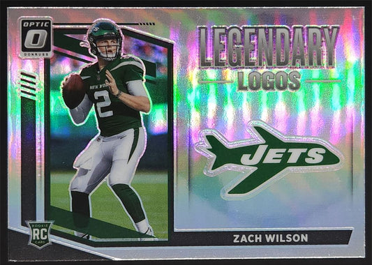 Zach Wilson Silver Prizm 2021 Donruss Optic Legendary Logos Rookie Card # LL-15