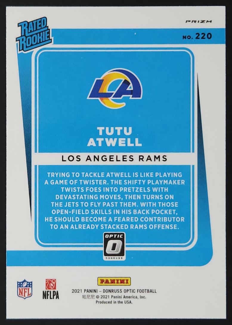 Tutu Atwell Bronze Prizm 2021 Donruss Optic Rookie Card # 220