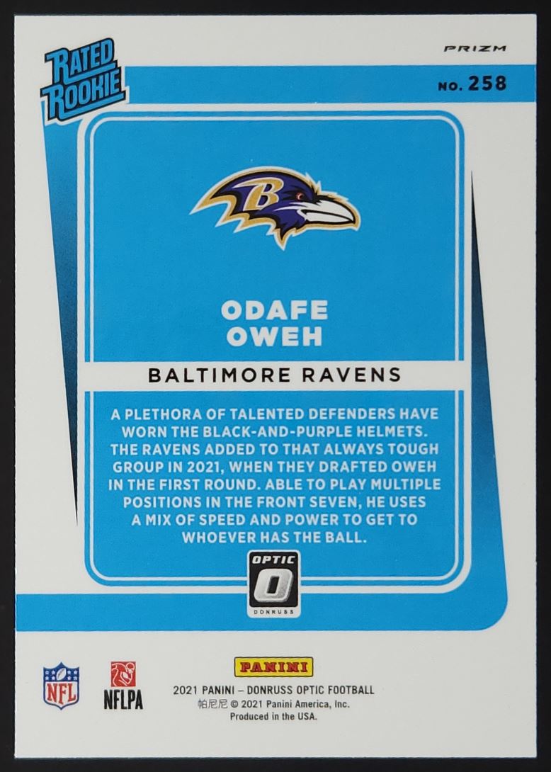Odafe Oweh Bronze Prizm 2021 Donruss Optic Rookie Card # 258