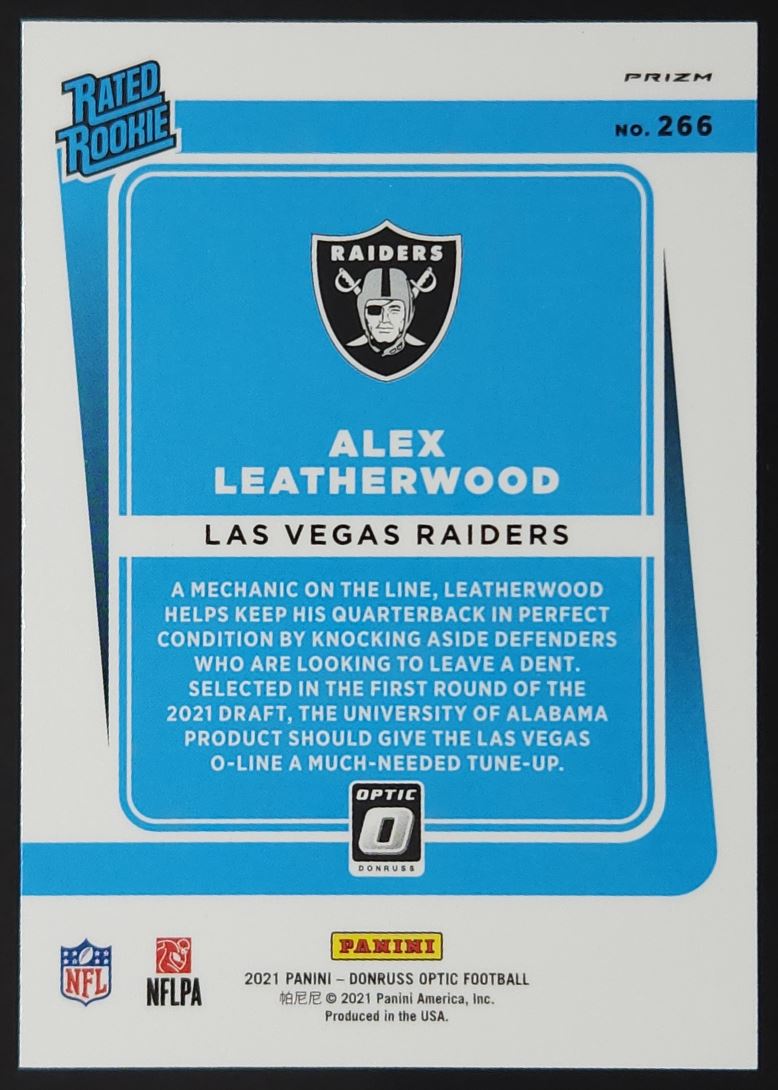 Alex Leatherwood Bronze Prizm 2021 Donruss Optic Rookie Card # 266