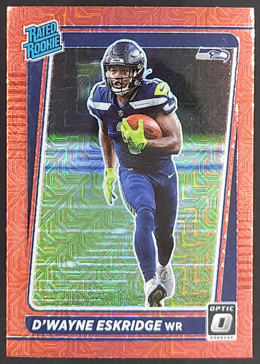 D'Wayne Eskridge Red Mojo 2021 Donruss Optic Rookie Card # 219