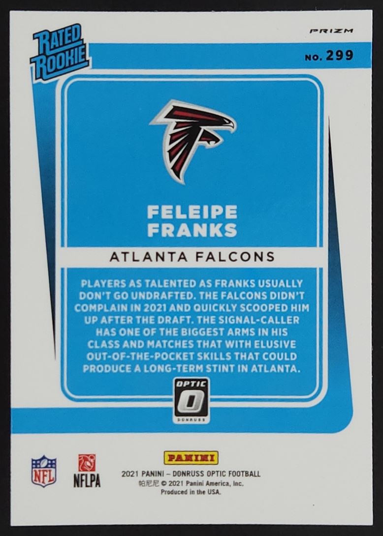 Feleipe Franks Red Mojo Team Color 2021 Donruss Optic Rookie Card # 299