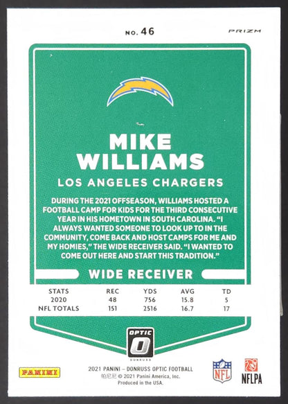 Mike Williams Silver Prizm 2021 Donruss Optic Card # 46