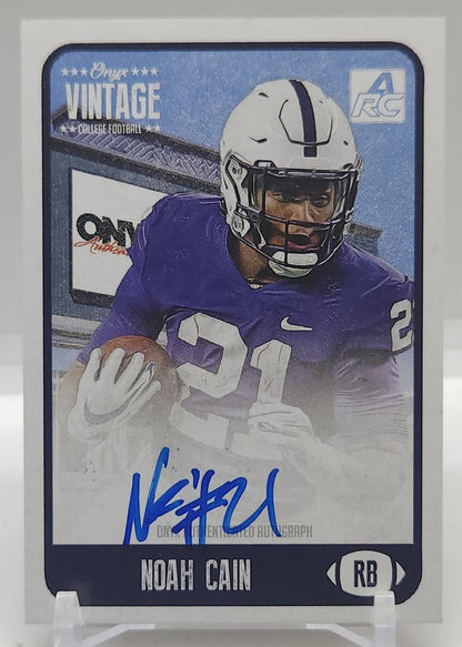 Noah Cain Blue Ink /400 2021 Onyx Vintage College Football Rookie Autograph Card # CANC