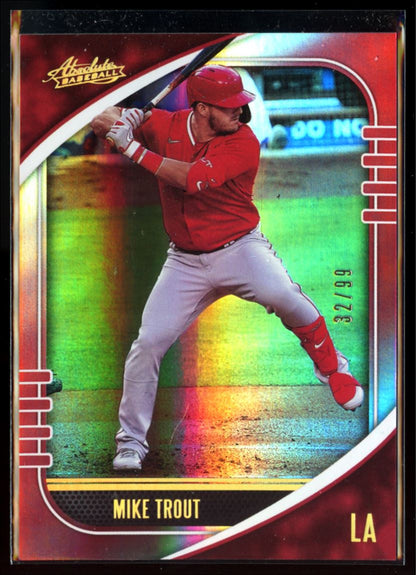Mike Trout /99 2021 Panini Absolute Color Match Red Card # 83