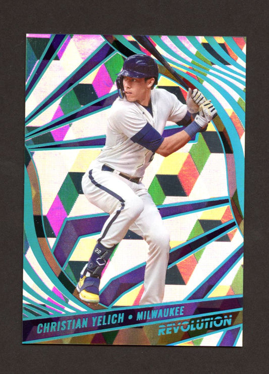 Christian Yelich Cubic Cracked Ice 09/25 2021 Panini Chronicles Revolution Card # 22