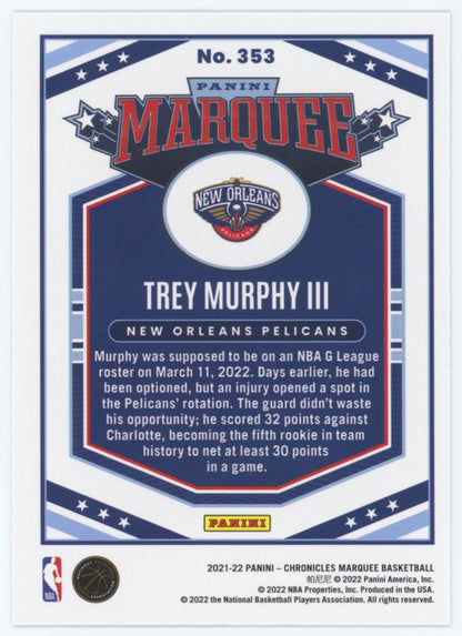 Trey Murphy III Marquee Holo RC 2021 Panini Chronicles Card # 353