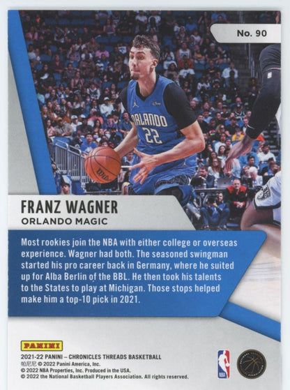 Franz Wagner Threads 2021 Panini Chronicles Rookie Card # 90