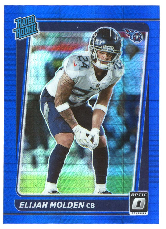 Elijah Molden Rated Rookie 2021 Panini Donruss Optic Blue Hyper Prizm Rookie Card # 300