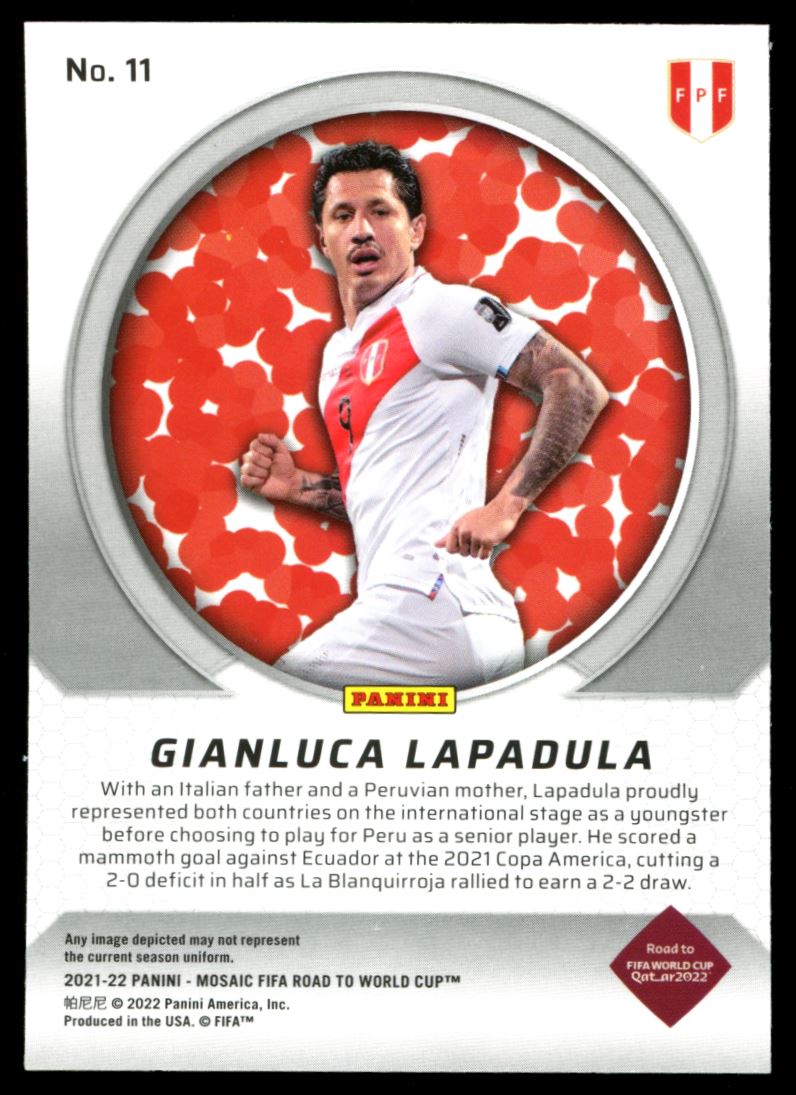 Gianluca Lapadula 2021 Panini Mosaic Road to FIFA World Cup International Men of Mastery Card # 11