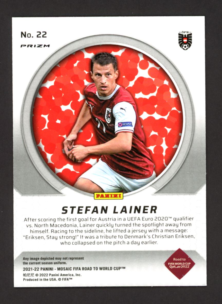 Stefan Lainer Mosaic Prizm 2021 Panini Mosaic Road to FIFA World Cup International Men of Mastery Card # 22