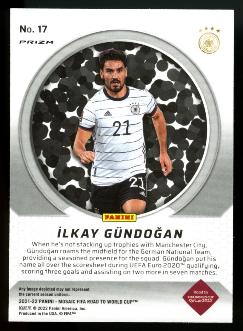 Ilkay Gundogan Prizm 2021 Panini Mosaic Road to FIFA World Cup International Men of Mastery Card # 17