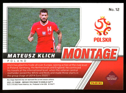 Mateusz Klich 2021 Panini Mosaic Road to FIFA World Cup Montage Card # 12