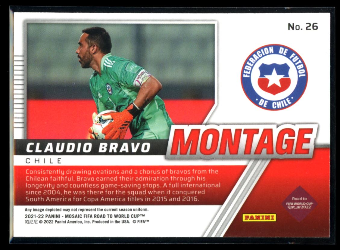 Claudio Bravo 2021 Panini Mosaic Road to FIFA World Cup Montage Card # 26